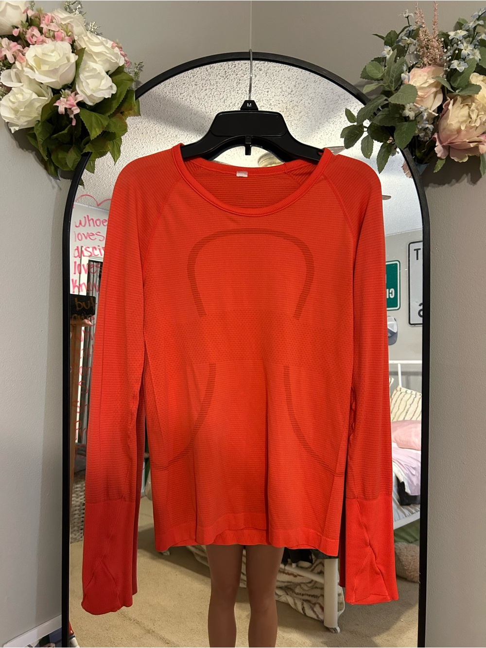 lululemon Long-Sleeve Seamless Top in Bright Orange